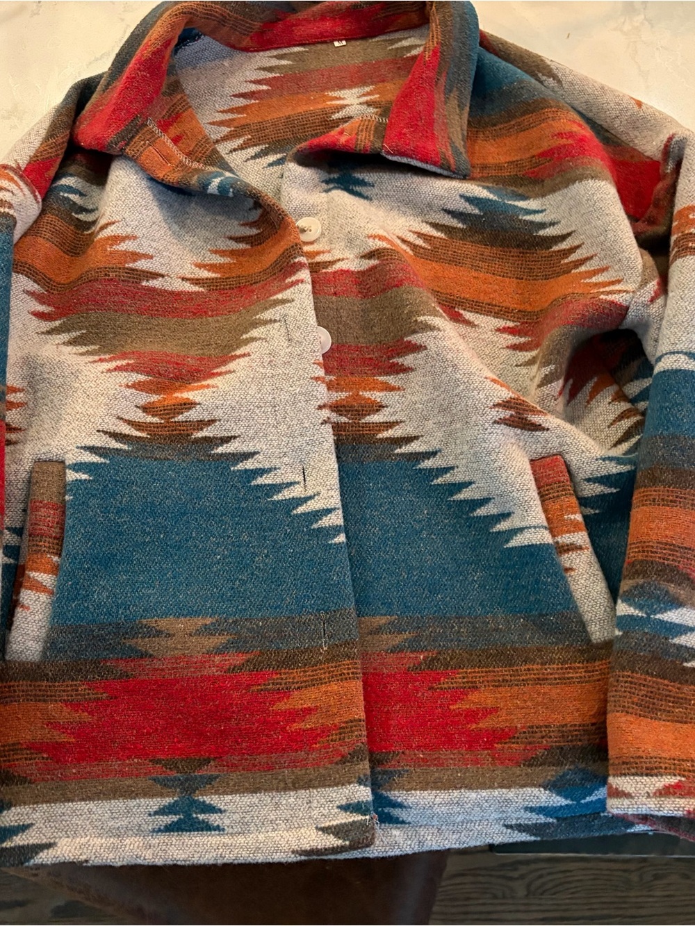 Southwestern Pattern Button-Front Cardigan Jacket in Multi-Color
